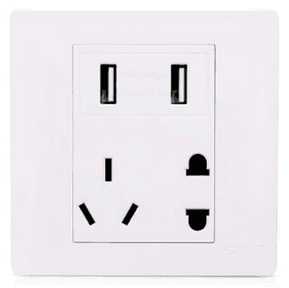 86型墻壁開(kāi)關(guān)插座 2.1A雙USB插座五孔